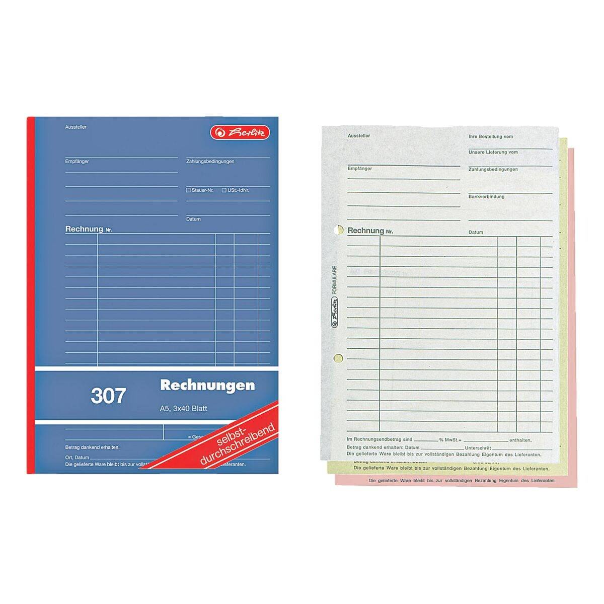herlitz Formularbuch "Rechnung 307", DIN A5, 3 x 40 Blatt (888545)-1