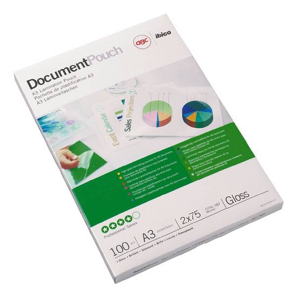 GBC Laminierfolien Document Pouch A3 100 Stück 75 mic