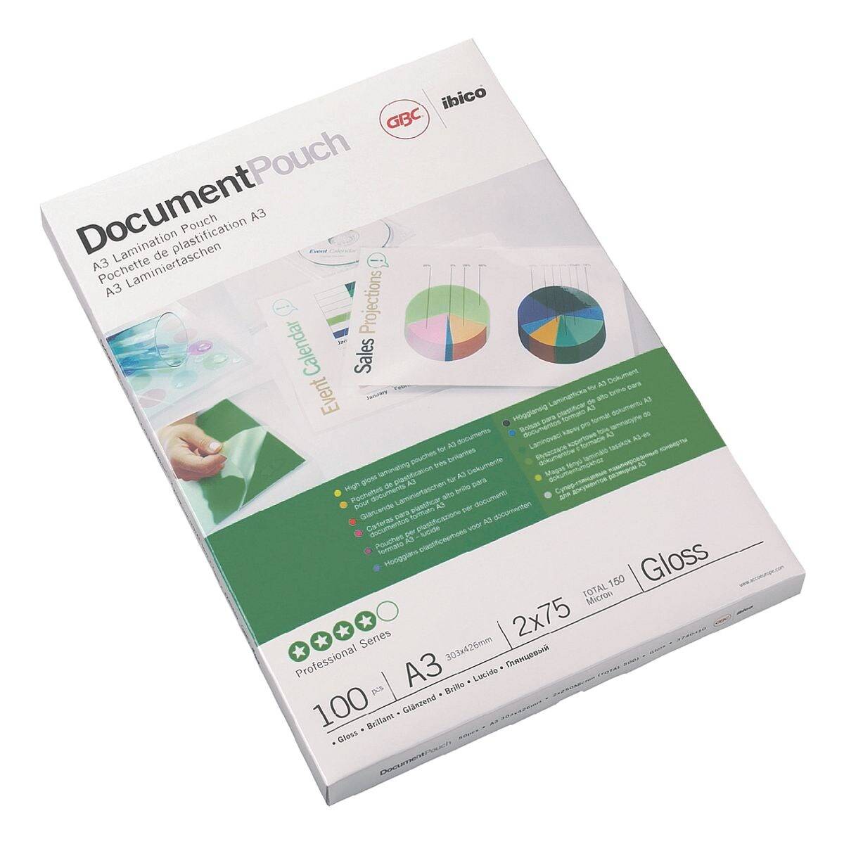 GBC Laminierfolien Document Pouch A3 100 Stück 75 mic-1