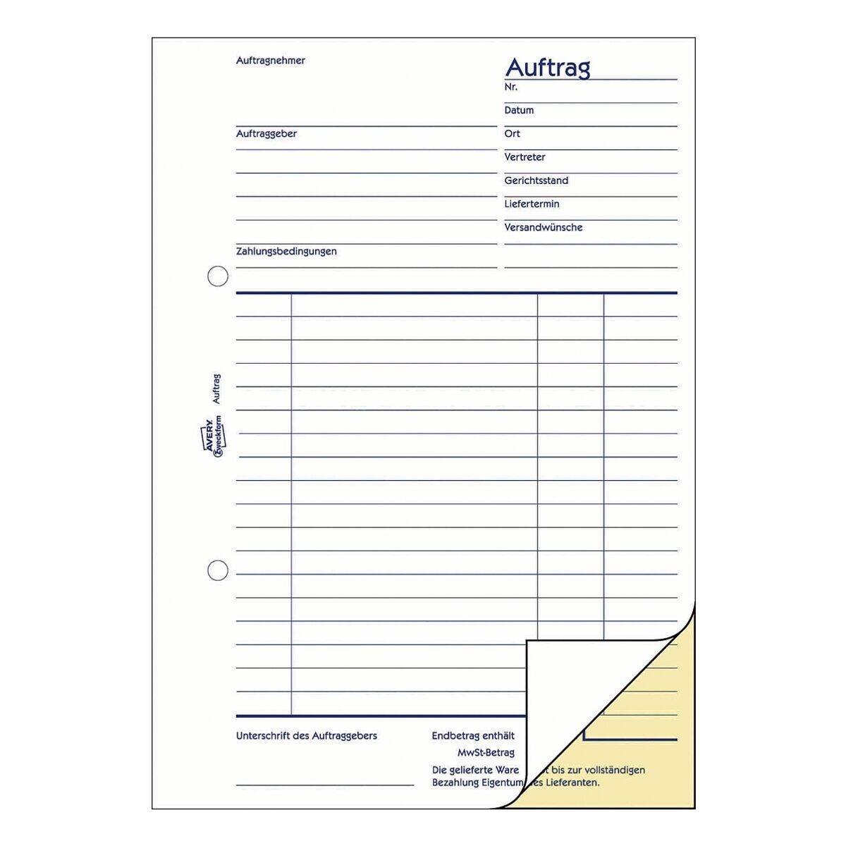 Avery Zweckform Auftragsformular 1725 DIN A5 2x40Blatt-1
