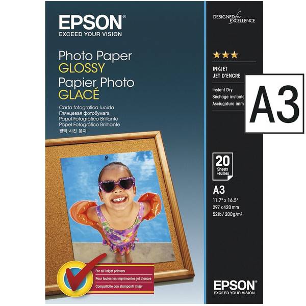 Epson A3 Glossy Photo Paper 200 g/m2, 20 Blatt, Glanz, 200 g/m², A3, Kalender, Office printing, Photo collage, Photo g