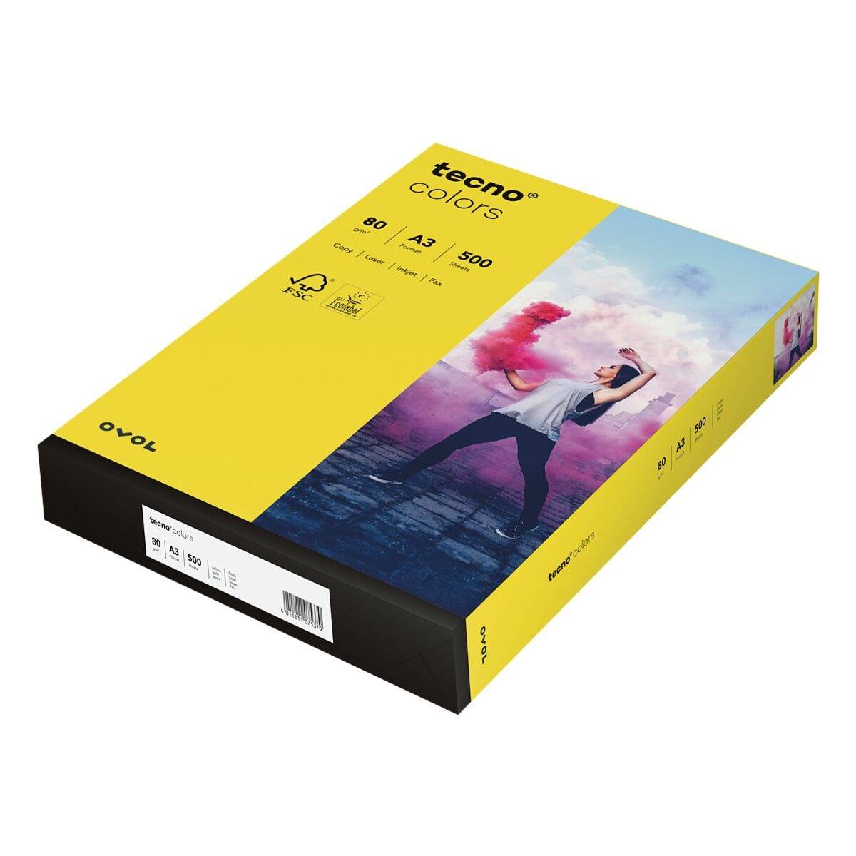 Multifunktionspapier tecno colors Intensiv A3 80g/qm VE=500 Blatt gelb-1