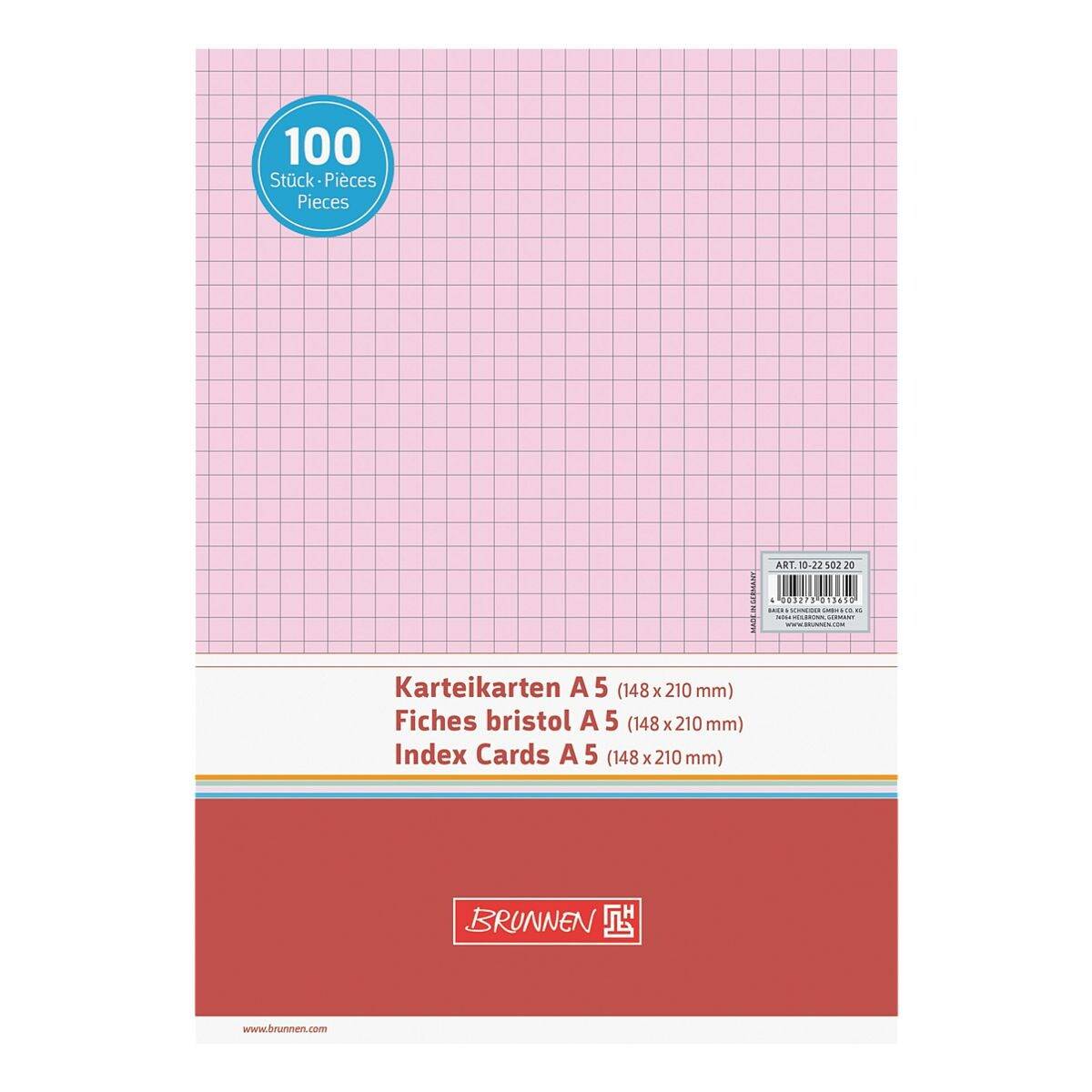 Brunnen Baier Karteikarten A5 quer, kariert-1