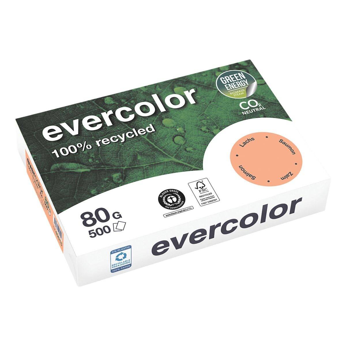 Multifunktionspapier evercolor RC A4 210x297mm 80g/qm lachs VE=500 Blatt-1