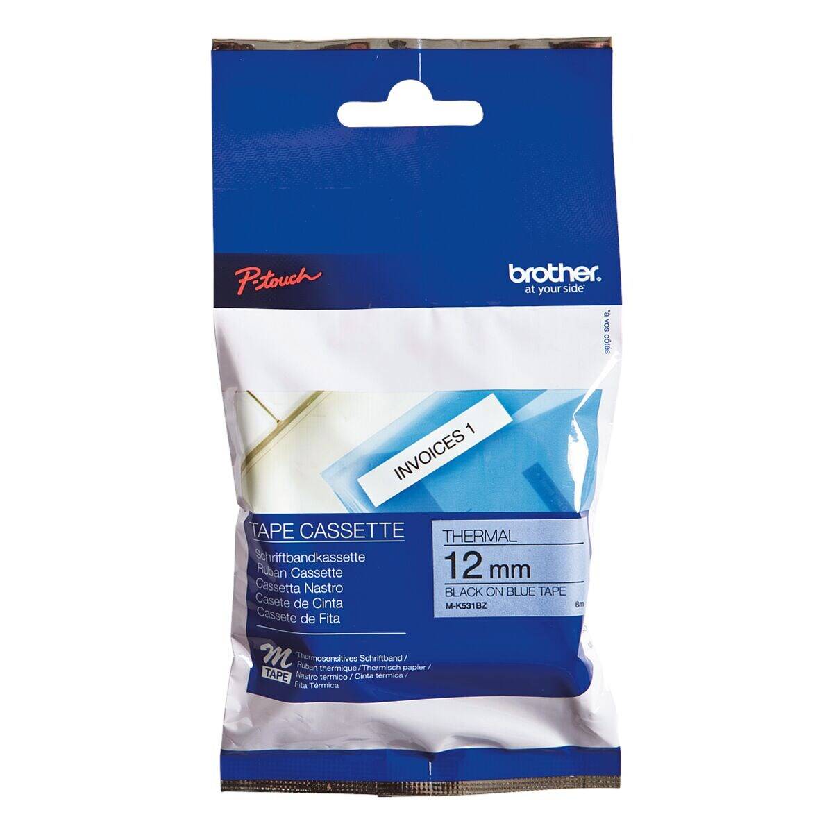 Brother MK-531 Beschriftungsband 12 mm x 8 m, Farbe: schwarz/blau-0