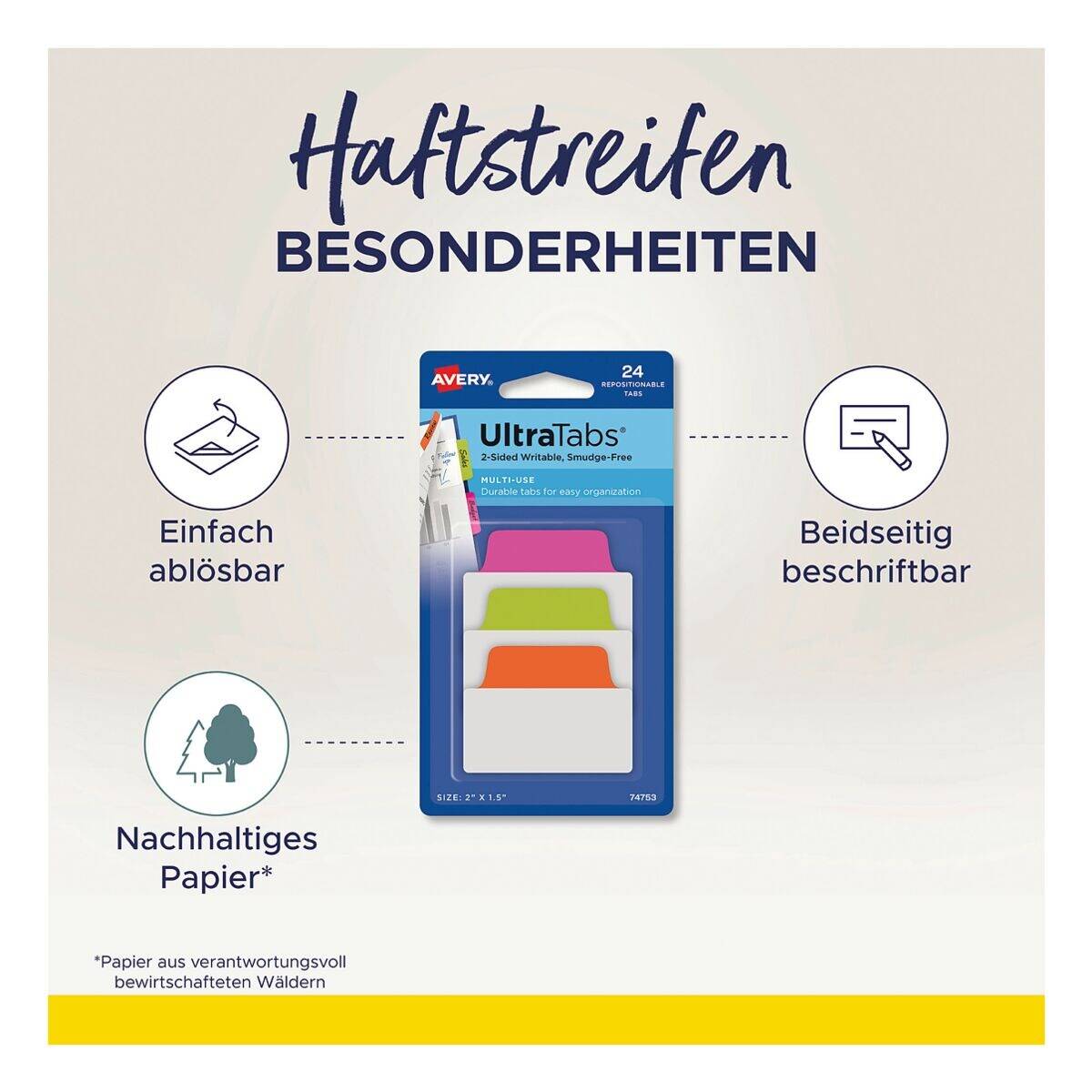 Avery-Zweckform 40 Haftstreifen »UltraTabs - Weiß«-2