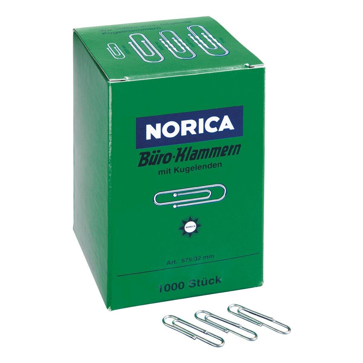 NORICA Büroklammern 32mm glatt, silberfarben, 1000 Stück-0