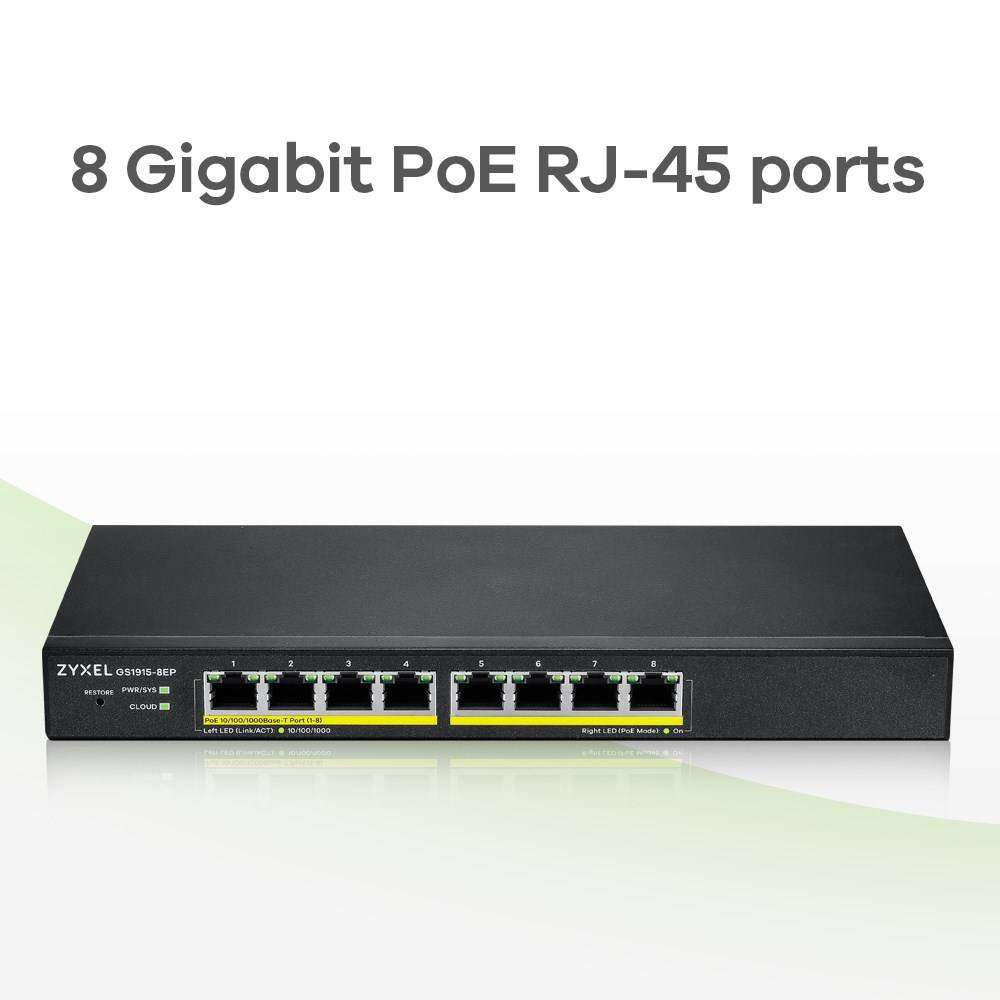 Zyxel GS1915 Series GS1915-8EP - Switch - kompatibel mit NebulaFLEX - Smart - 8 x 10/100/1000 (PoE+)-2