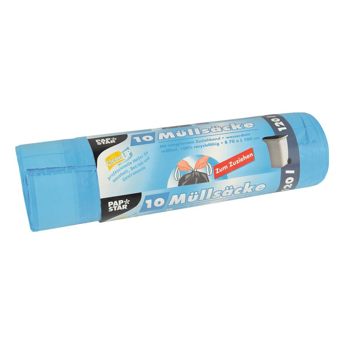 Papstar 10 Müllsäcke mit Zugband 120 L blau-0