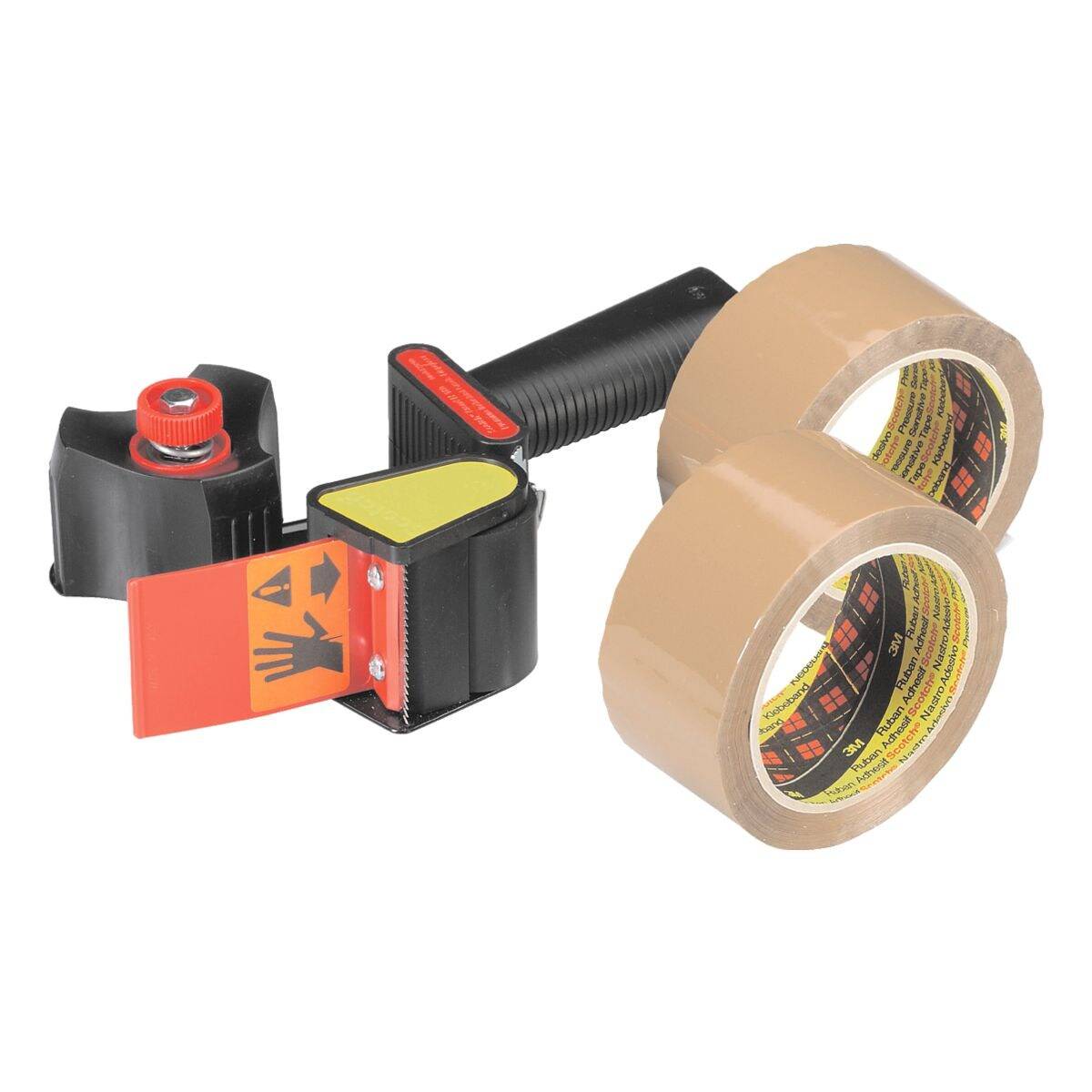 Packband 50mmx66m 50my braun VE=2 Stück + Abroller braun-2