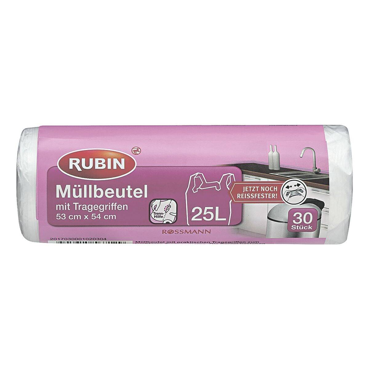 RUBIN Müllbeutel mit Tragegriffen 25 L, 30 Stück-0