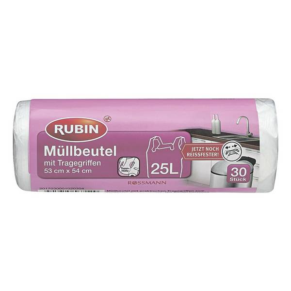 RUBIN Müllbeutel mit Tragegriffen 25 L, 30 Stück