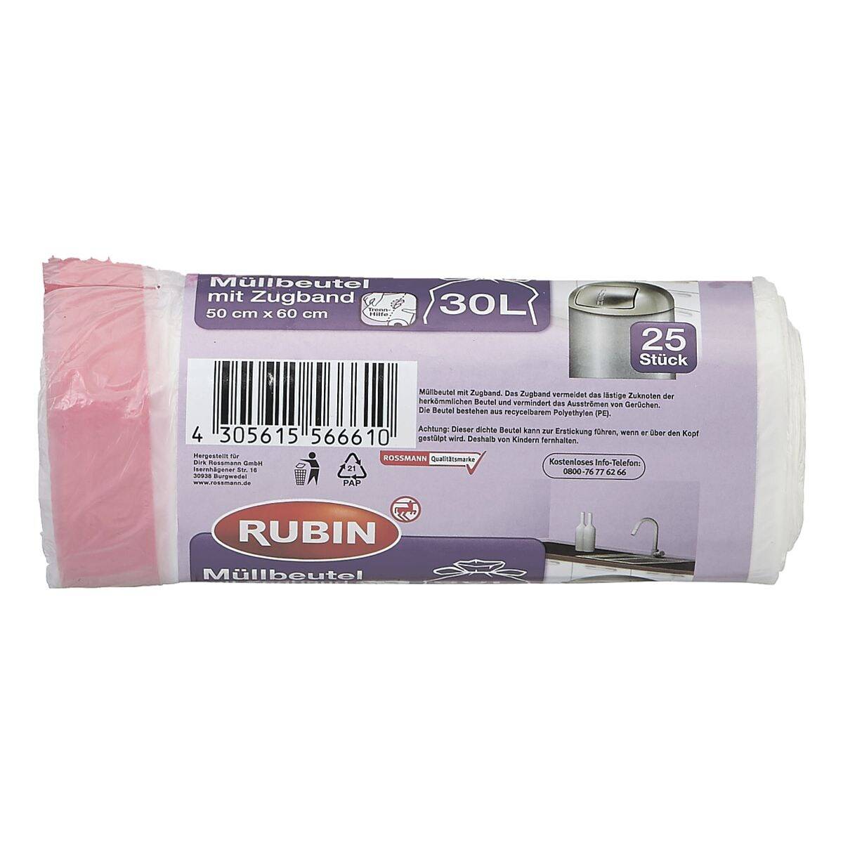 RUBIN Zugband-Müllbeutel 30 L, 25 Stück-1