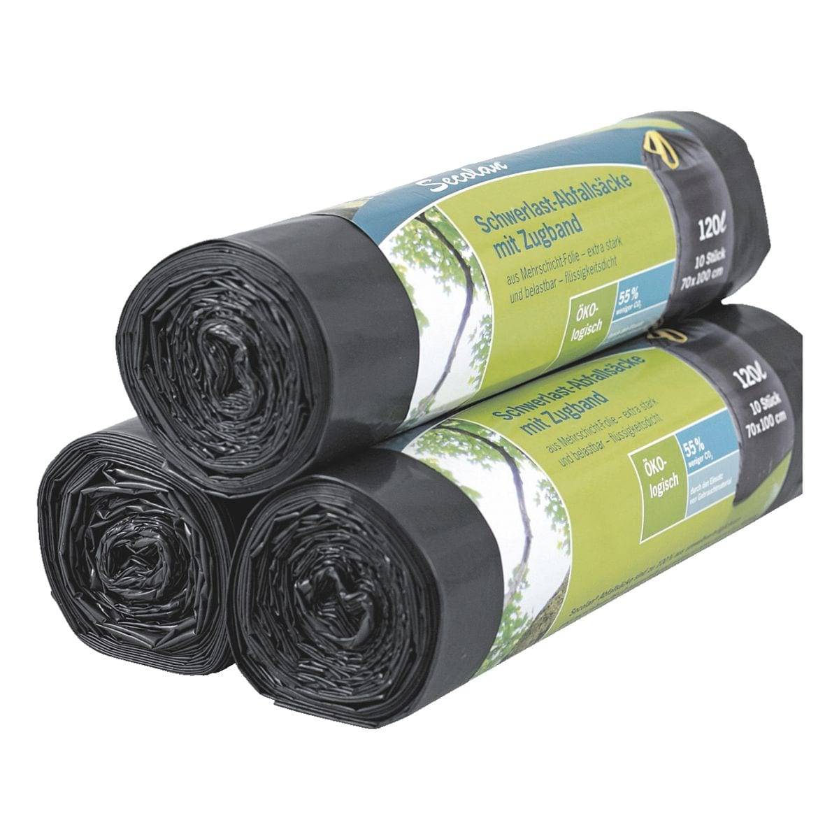 Secolan 10 Schwerlast-Müllsäcke 120 L schwarz-2
