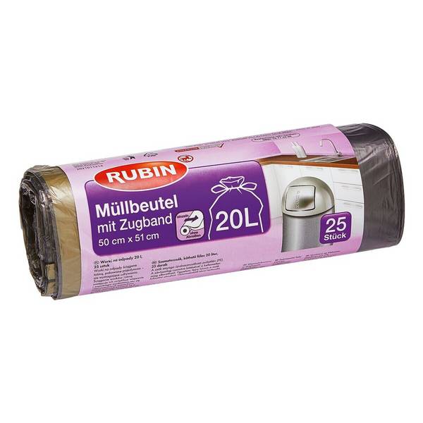 RUBIN Zugband-Müllbeutel 20 L, 25 Stück