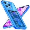 NALIA Klare Neon Hülle mit Kartenhalter für iPhone 16 Pro, Bunte Handyhülle mit Kartenfach, Silikon Durchsichtig Blau