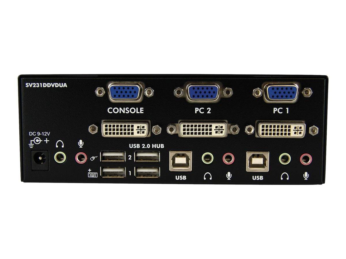 StarTech.com Dual DVI VGA 2 Port Monitor Audio Switch 2-fach KVM Umschalter USB 2.0 1920x1200 - 2 x USB 2.0 4 x DVI-I 4-1