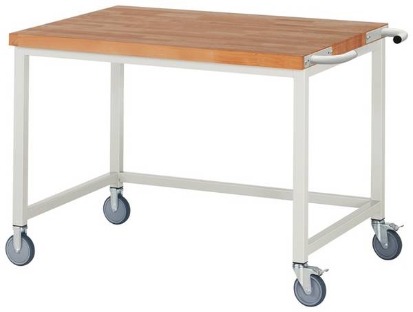 Werkbank B1250xT900xH880mm Buche massiv lichtgrau RAU