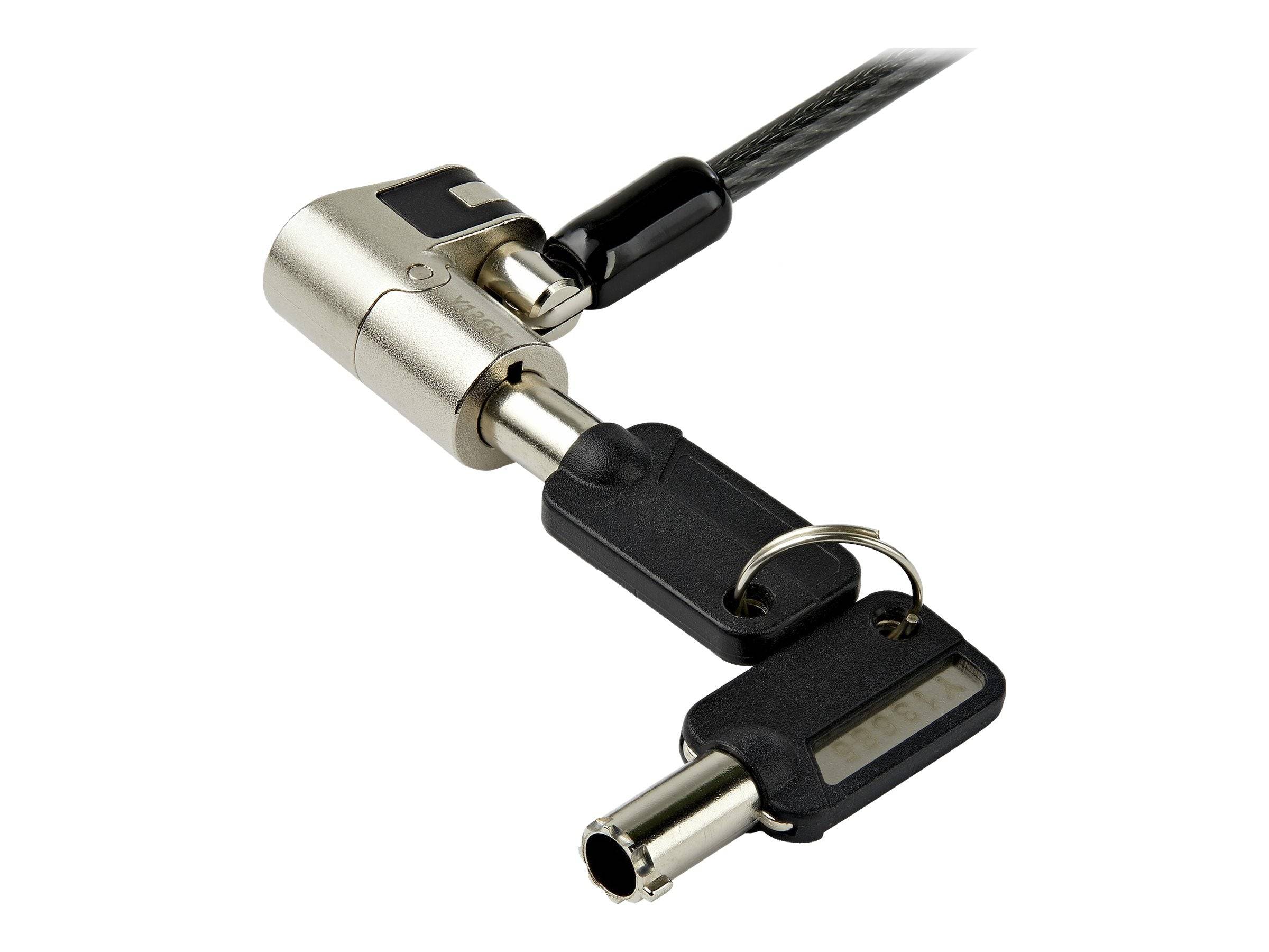 StarTech.com Laptopschloss mit 2m Kabel (mit Schlüssel, für K-Slot, Nano, Wedge Slot, Stahlkabel, Push-to-Lock Taste,-1