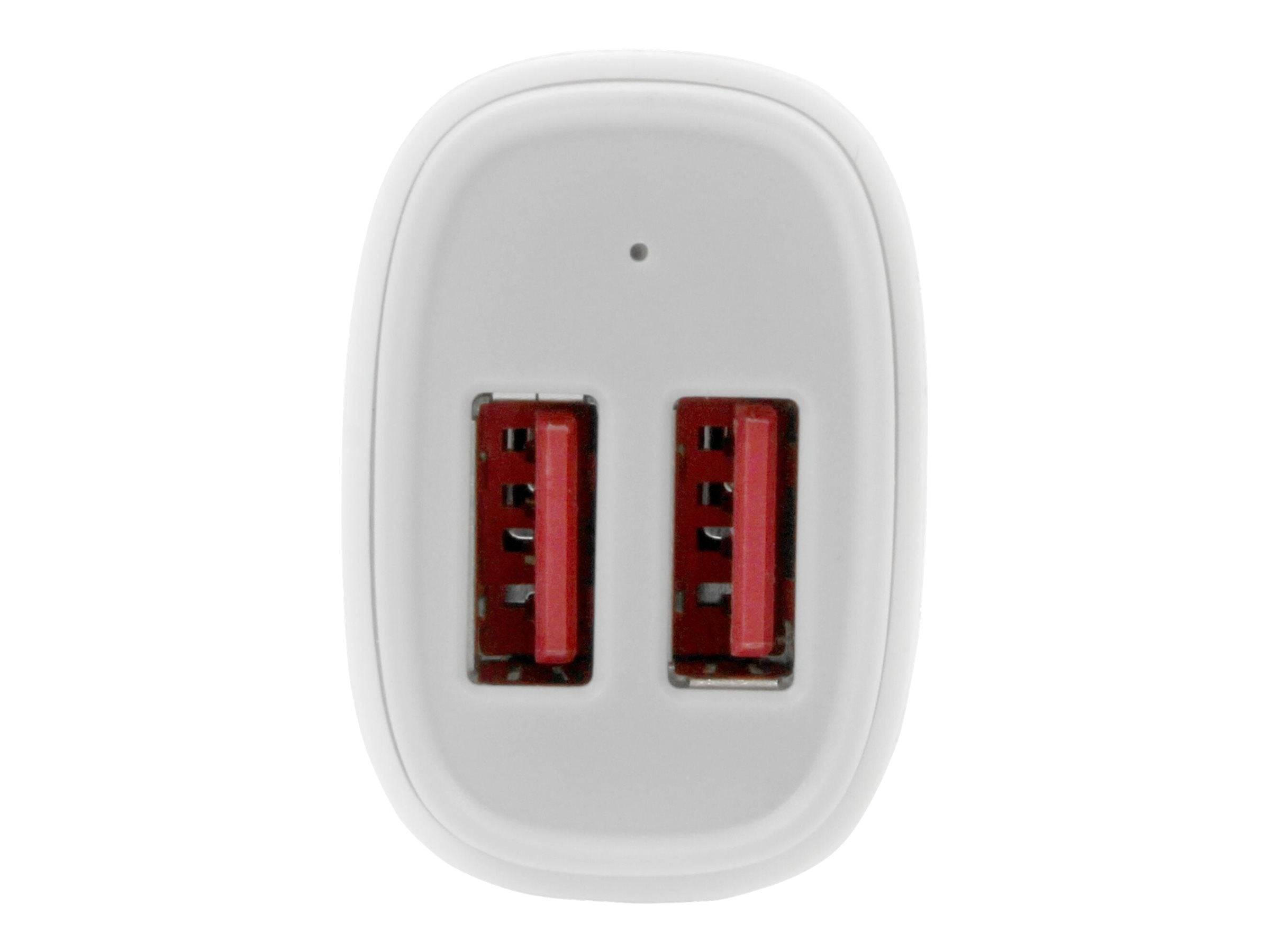StarTech.com Startech Dual Port USB KFZ Ladegerät - 24W/4.8 - Weiß - 2 Port USB Autoladegerät - Auto-Netzteil - 24 watt-1