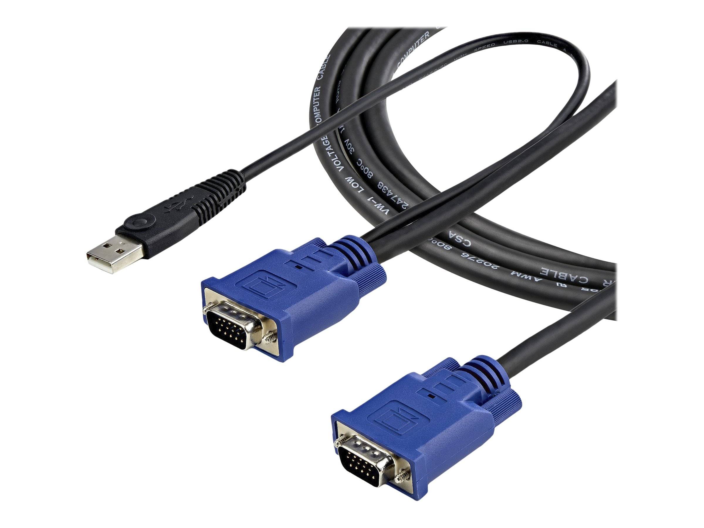 StarTech.com 3m 2-in-1 PS/2 USB KVM Kabel - Kabelsatz für KVM Switch / Umschalter - Video- / USB-Kabel - USB, HD-15-1
