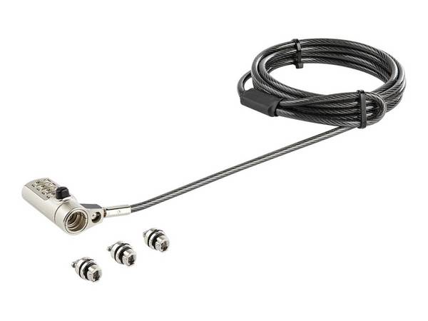StarTech.com Laptopschloss mit 2m Kabel (Für K-Slot, Nano, Wedge Slot, Stahlkabel, 4-stelliges Kombinationsschloss,