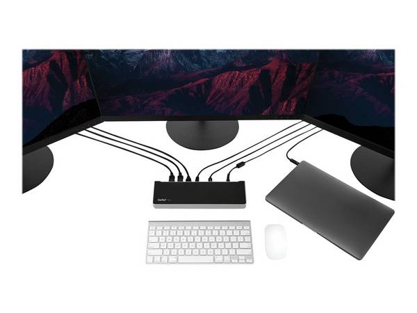 StarTech.com USB-C Dockingstation - Drei 4K Monitor Docking station mit zwei DisplayPort & HDMI - 100W Power Delivery -