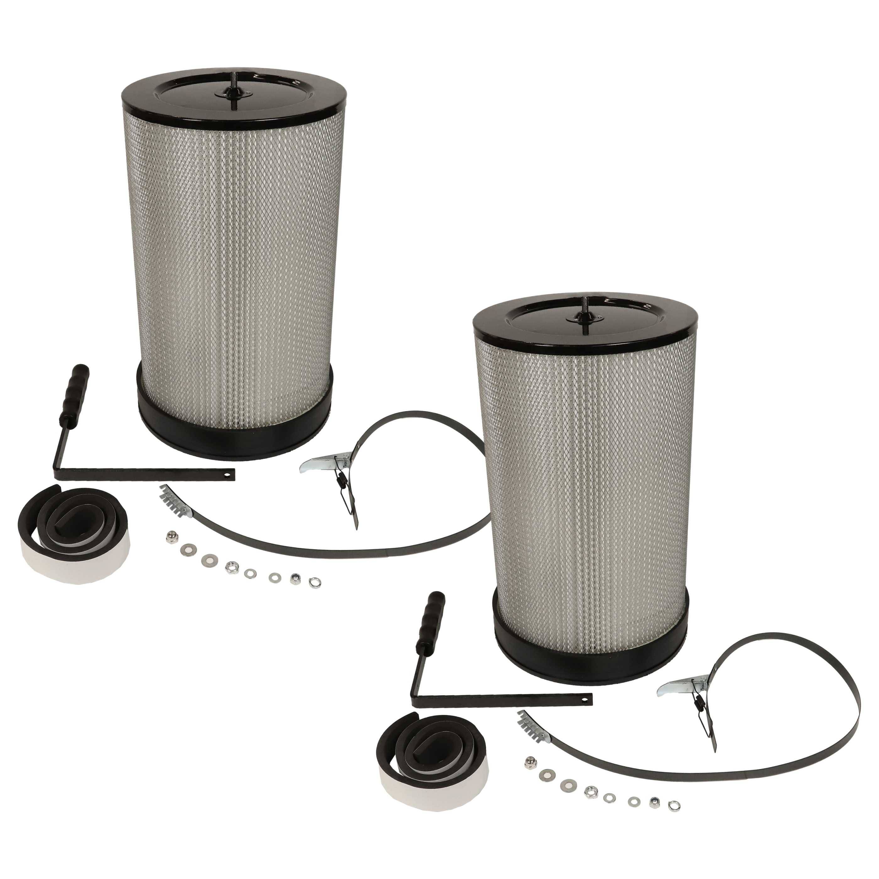 vhbw 2x Feinstaubfilter kompatibel mit Scheppach Woova 2 | 3 Absauganlage - Feinstaub-Filterpatrone mit Reinigungsbürste