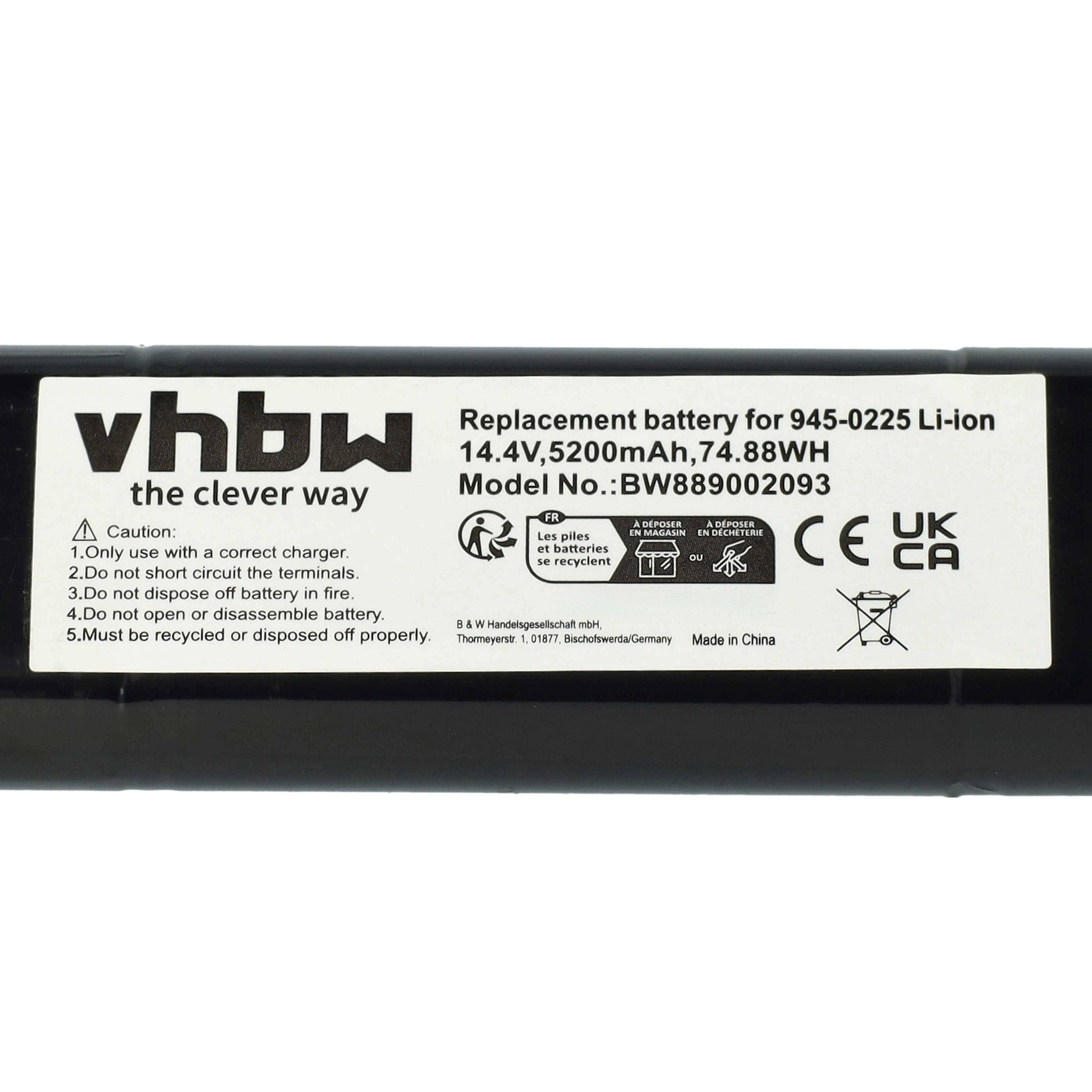 vhbw 1x Akku kompatibel mit Neato Botvac D7 D701 945-0296 | D7 D701 945-0295, D7 D703 945-0284 Saugroboter (5200 mAh, 14-4