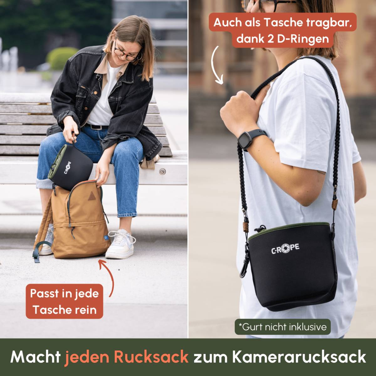 C-ROPE Kamerabeutel V2 Schwarz Variation XL 32x20x12cm retail-1