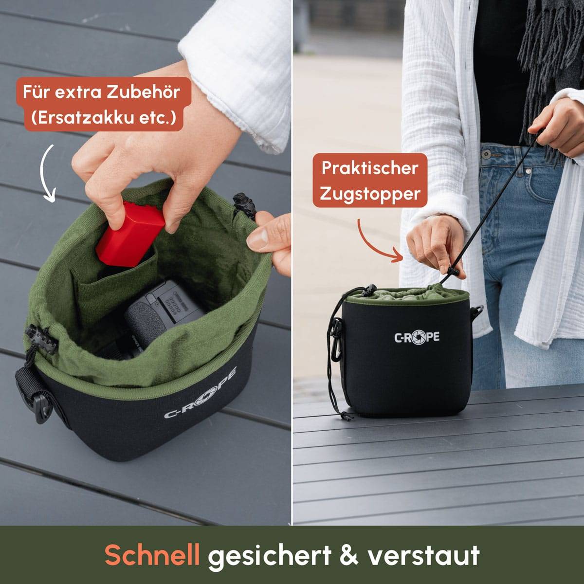 C-ROPE Kamerabeutel V2 Schwarz Variation XL 32x20x12cm retail-4