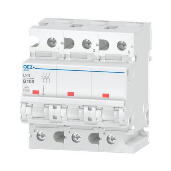 100A 3pol. LS Schutzschalter B-Charakteristik 10kA, AC 400V / DC 72V