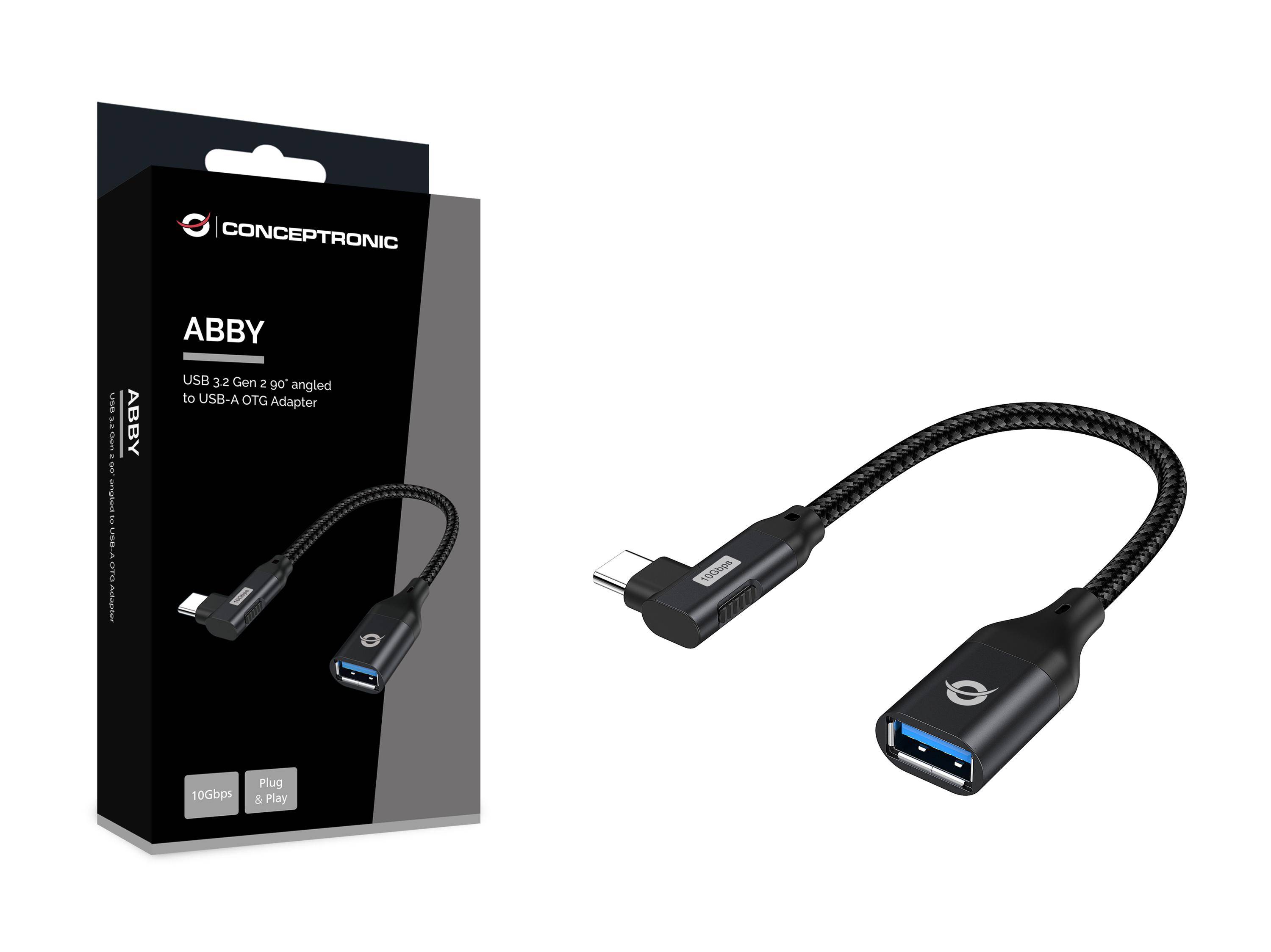 Conceptronic USB-Kabel - USB-C (M) gewinkelt zu USB Typ A (W)-1