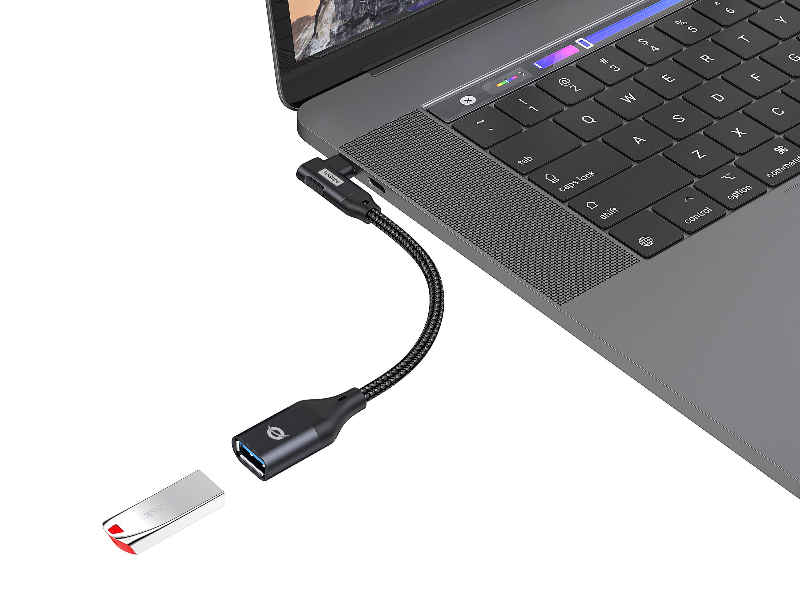 Conceptronic USB-Kabel - USB-C (M) gewinkelt zu USB Typ A (W)-4