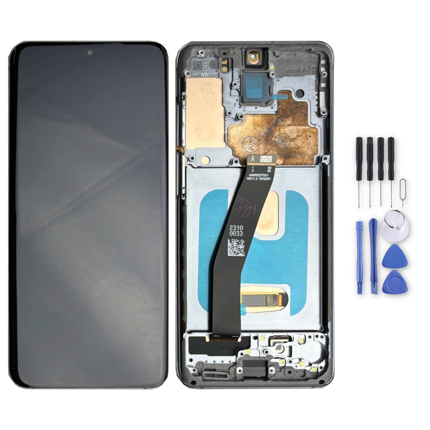 Für Samsung Galaxy S20 Display Full OLED mit Rahmen Ersatzteil Grau-0