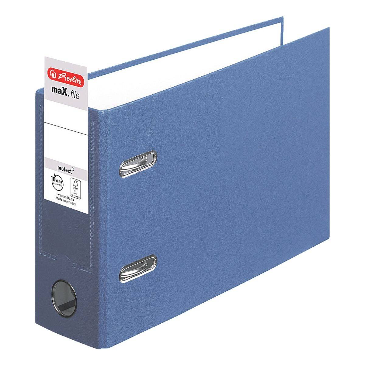 Ordner Kunststoff A5 quer maX.file protect 75mm blau-1