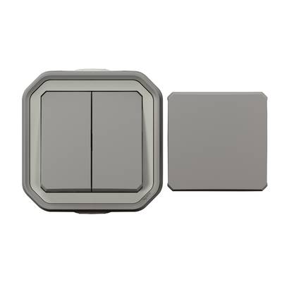 Legrand Komplett Aufputz, Wechselschalter, Taster Plexo Grau 069719L 1 St.