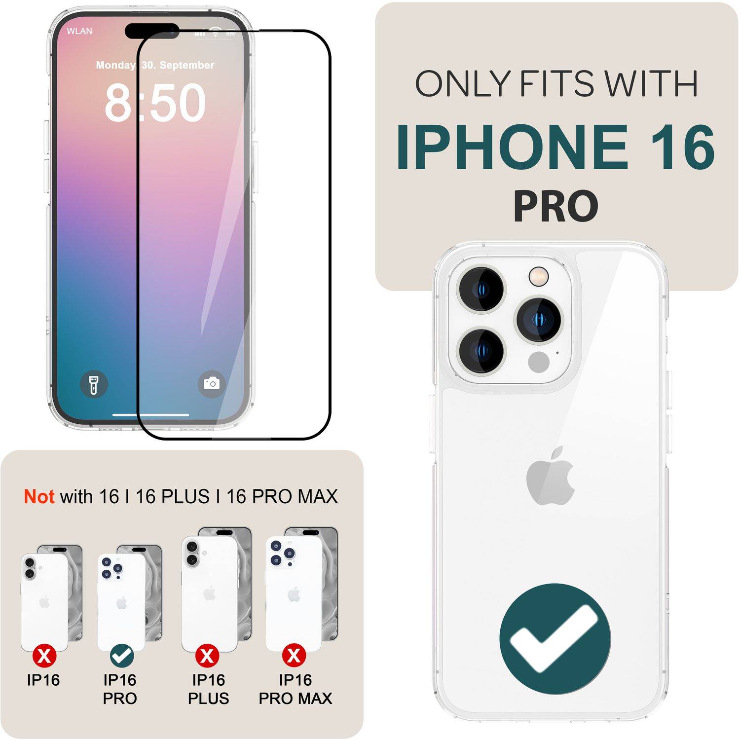 NALIA Set [3-in-1] 2x Schutzglas & 1x Montage Rahmen für iPhone 16 Pro, Transparenter Displayschutz Gehärtete Glasfolie-3