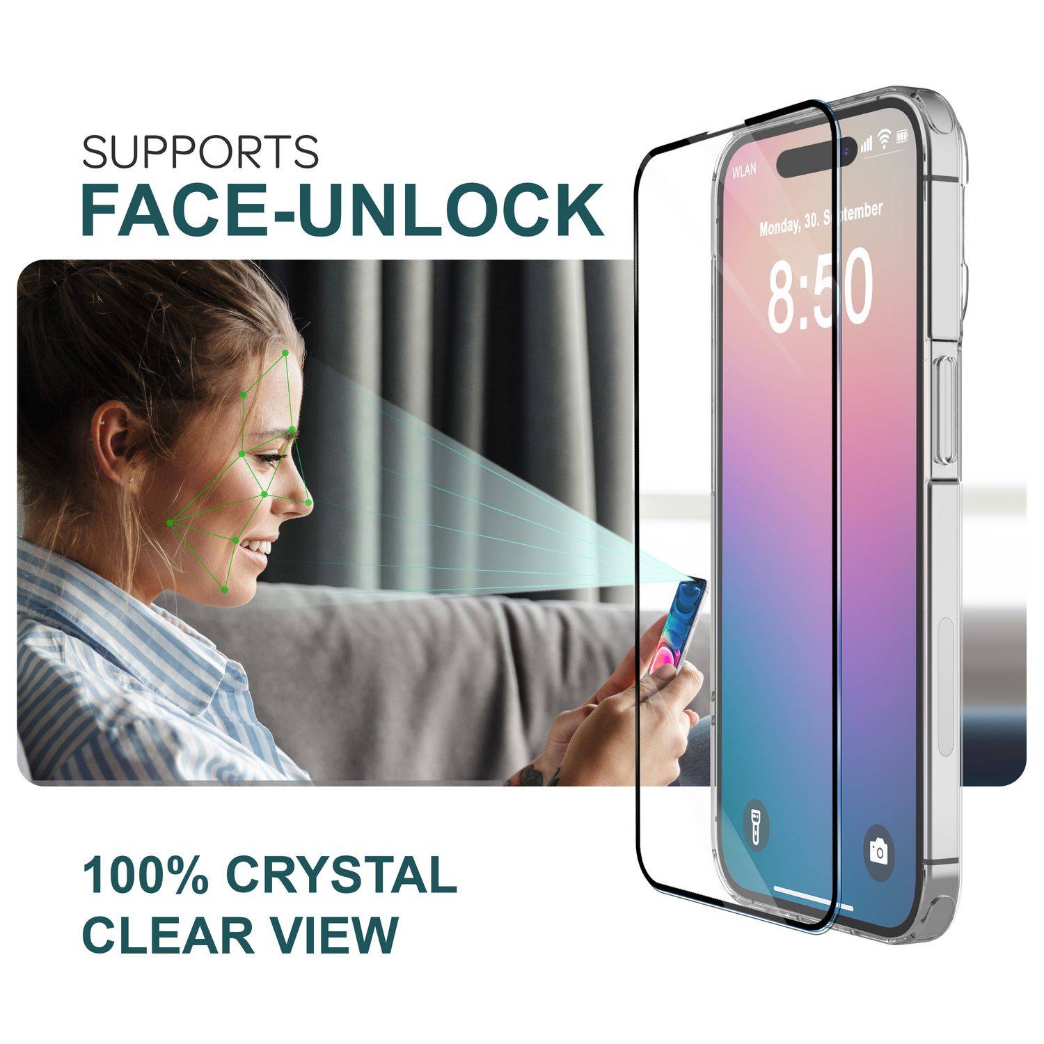 NALIA Set [3-in-1] 2x Schutzglas & 1x Montage Rahmen für iPhone 16, Klar Transparenter Displayschutz Gehärtete Glasfolie-1