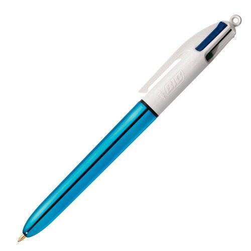Caneta esferográfica retrátil BIC 4 cores Shine, 0,32 mm, azul
