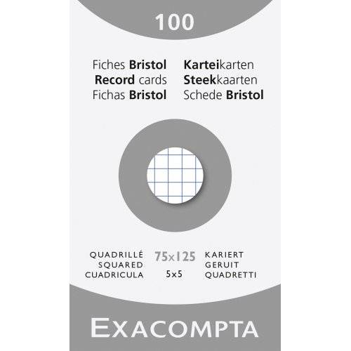 EXACOMPTA Karteikarten, 75 x 125 mm, kariert, weiß-0