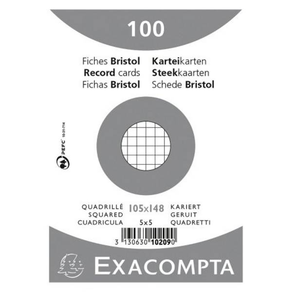 Karteikarte DIN A6 kariert weiß 100 St./Pack. - Artikel: 144074901