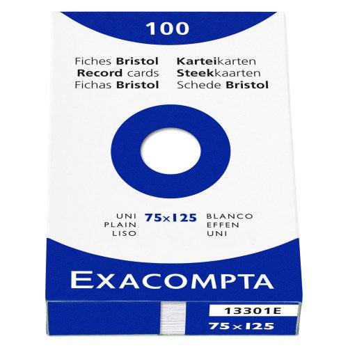 EXACOMPTA Karteikarten, 75 x 125 mm, blanko, weiß-0