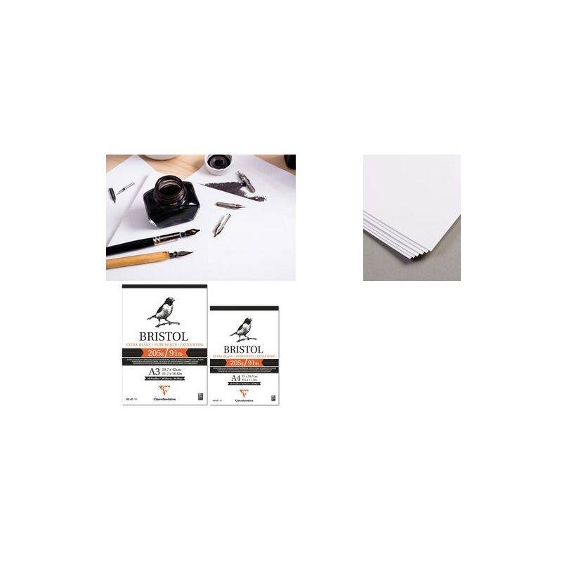 Clairefontaine Zeichenpapierblock BRISTOL, DIN A4, 20 Blatt