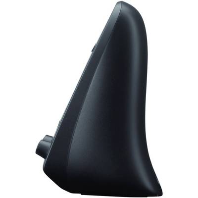 Eine ergonomische, aufrechte Computermaus, seitlich gezeigt, um ihre vertikale Form zur Handentlastung zu verdeutlichen.