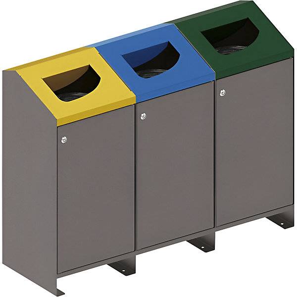 Außen-Wertstoffsammler Berlin 3 x 100 l Deckel gelb/blau/grün. SPL Deutschland GmbH 81334649-0