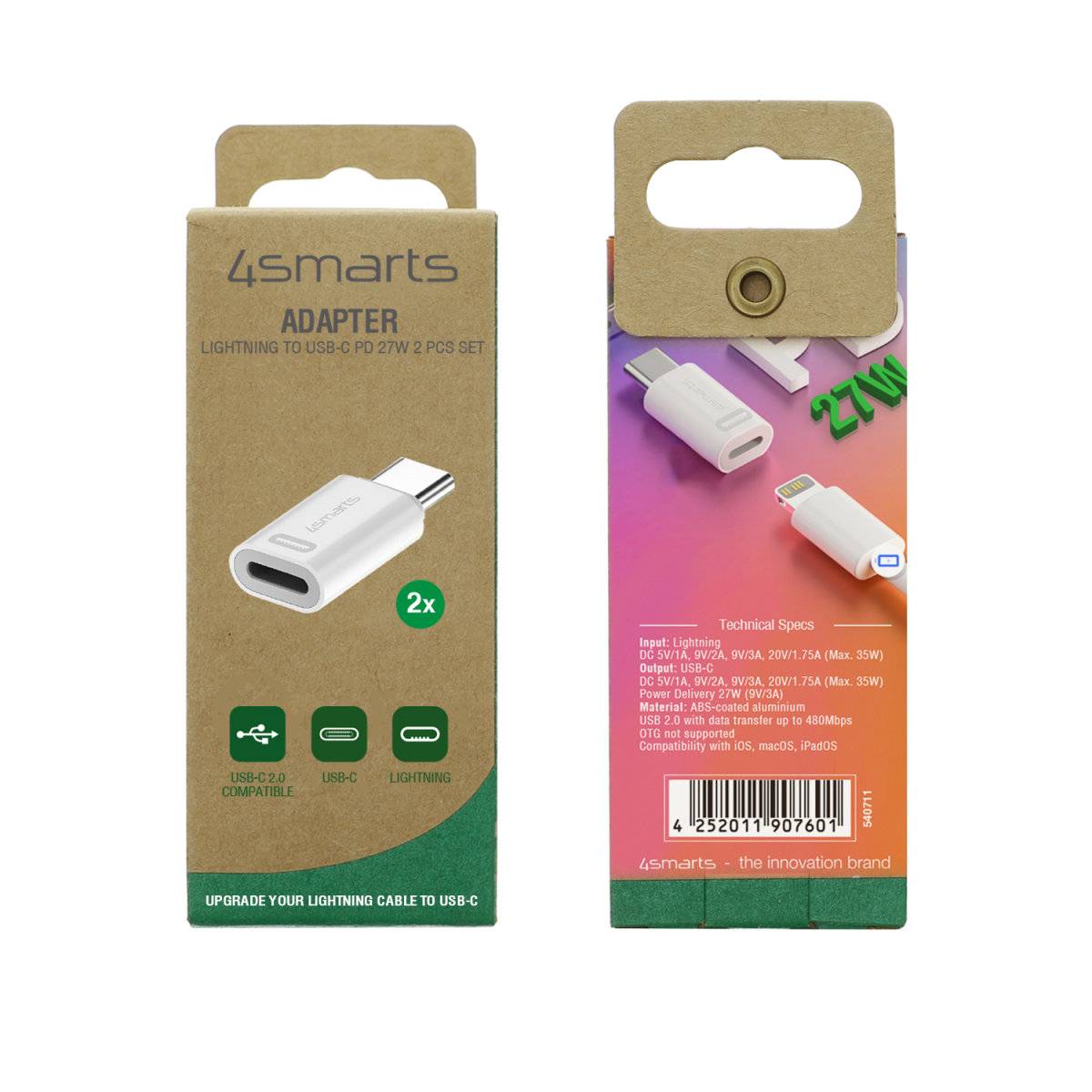 4smarts 540711, Lightning, USB-C, Weiß-3