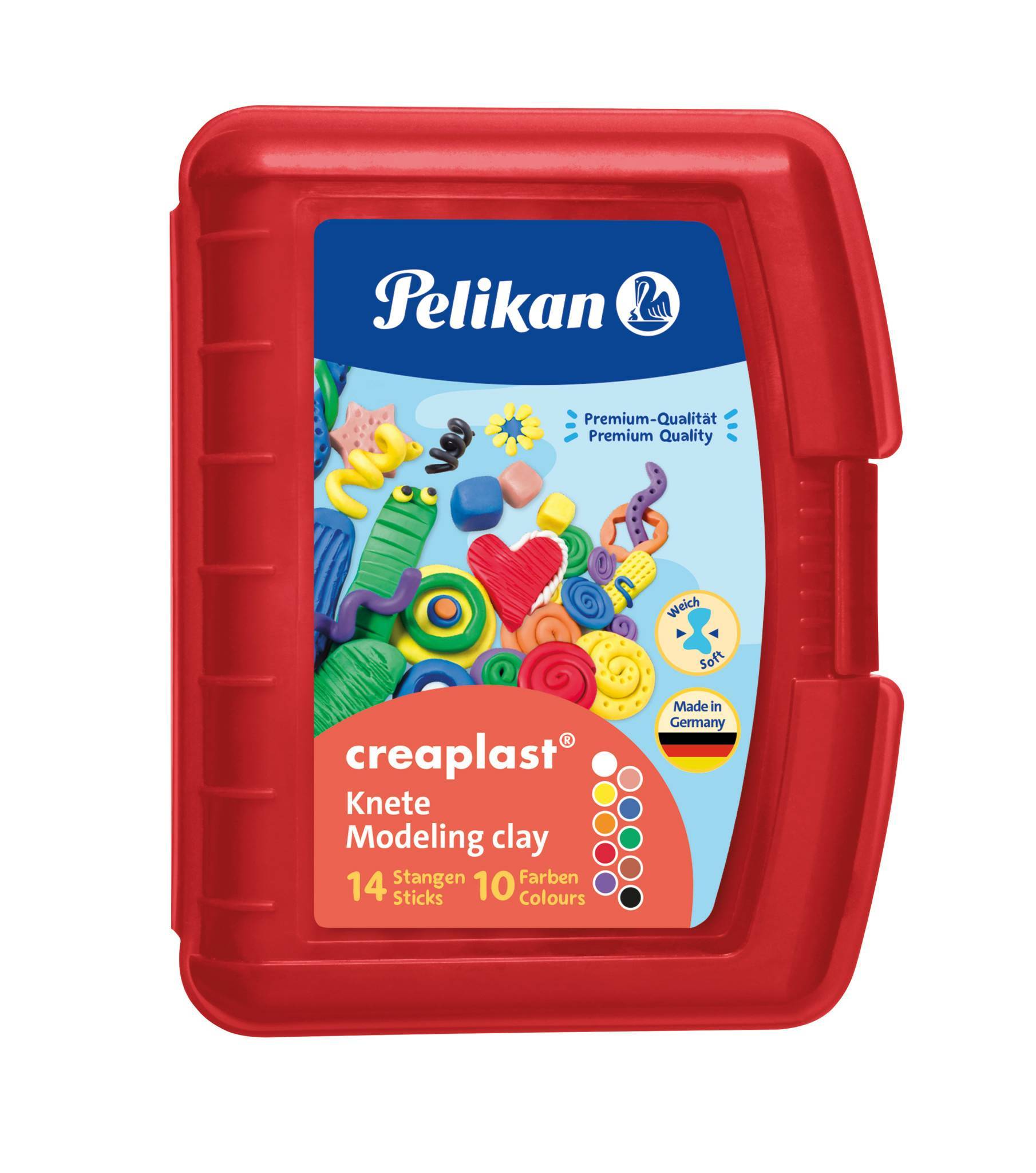 PELIKAN - Kinderknete Creaplast 10 Farben im roten Etui 240g-0