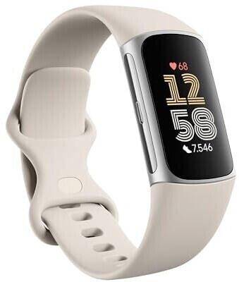 Google Fitbit Charge 6 Fitness Tracker, Porcelain/Silber GA05185-EU-0