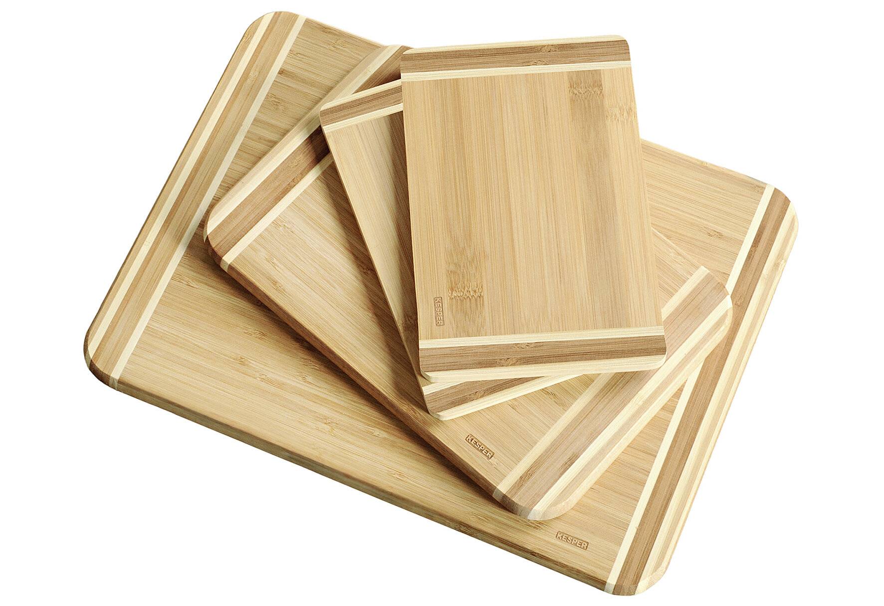KESPER | Schneidebretter 4er Set, Material: Bambus, Maße: B: 38 x H: 28,5 x T: 1,6 cm, Farbe: